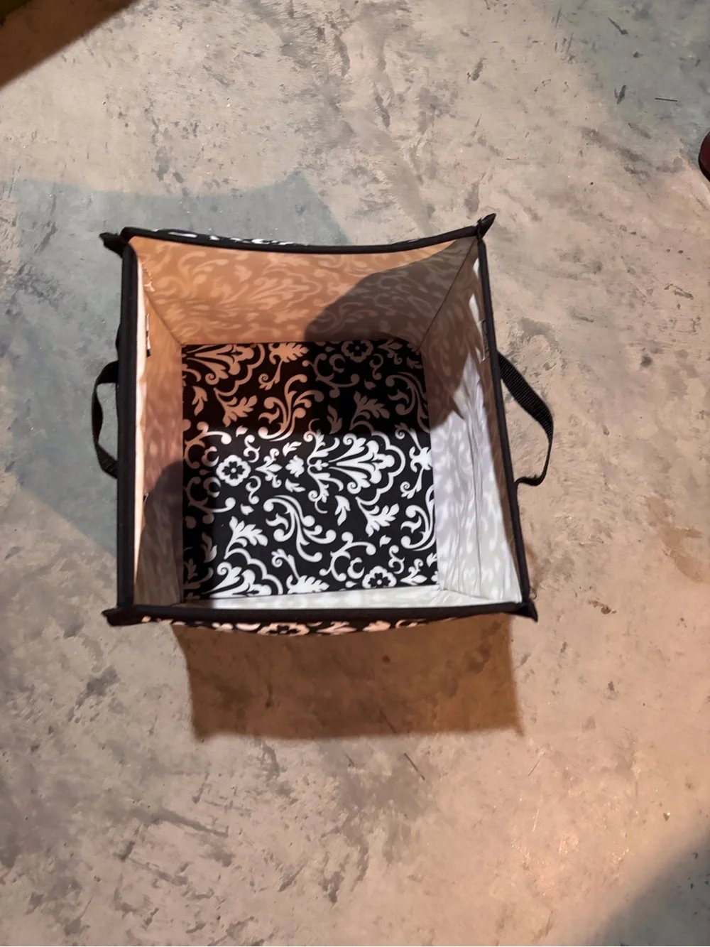 thirty-one Black and White Damask Fabric Storage Bin